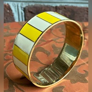 J. Crew Yellow & Off-White Enamel Bangle Bracelet with Gold-Tone Finish